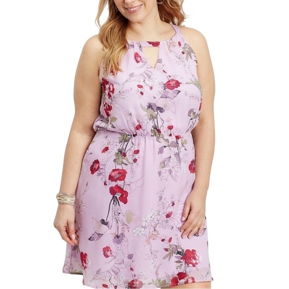 Maurices Dresses & Skirts - Maurices Romantic Lavender Purple Keyhole Sleeveless Floral Dress Medium